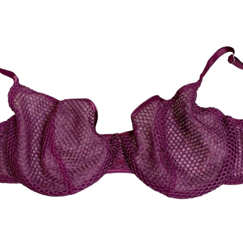 Christian Dior lovely purple sheer mesh bra / 34D